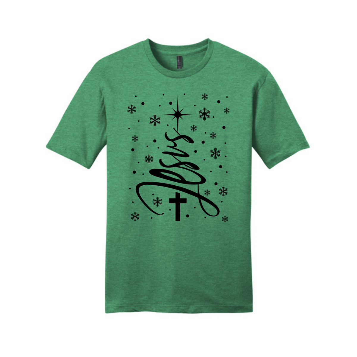Jesus Christmas Tree shirt mockup, black print