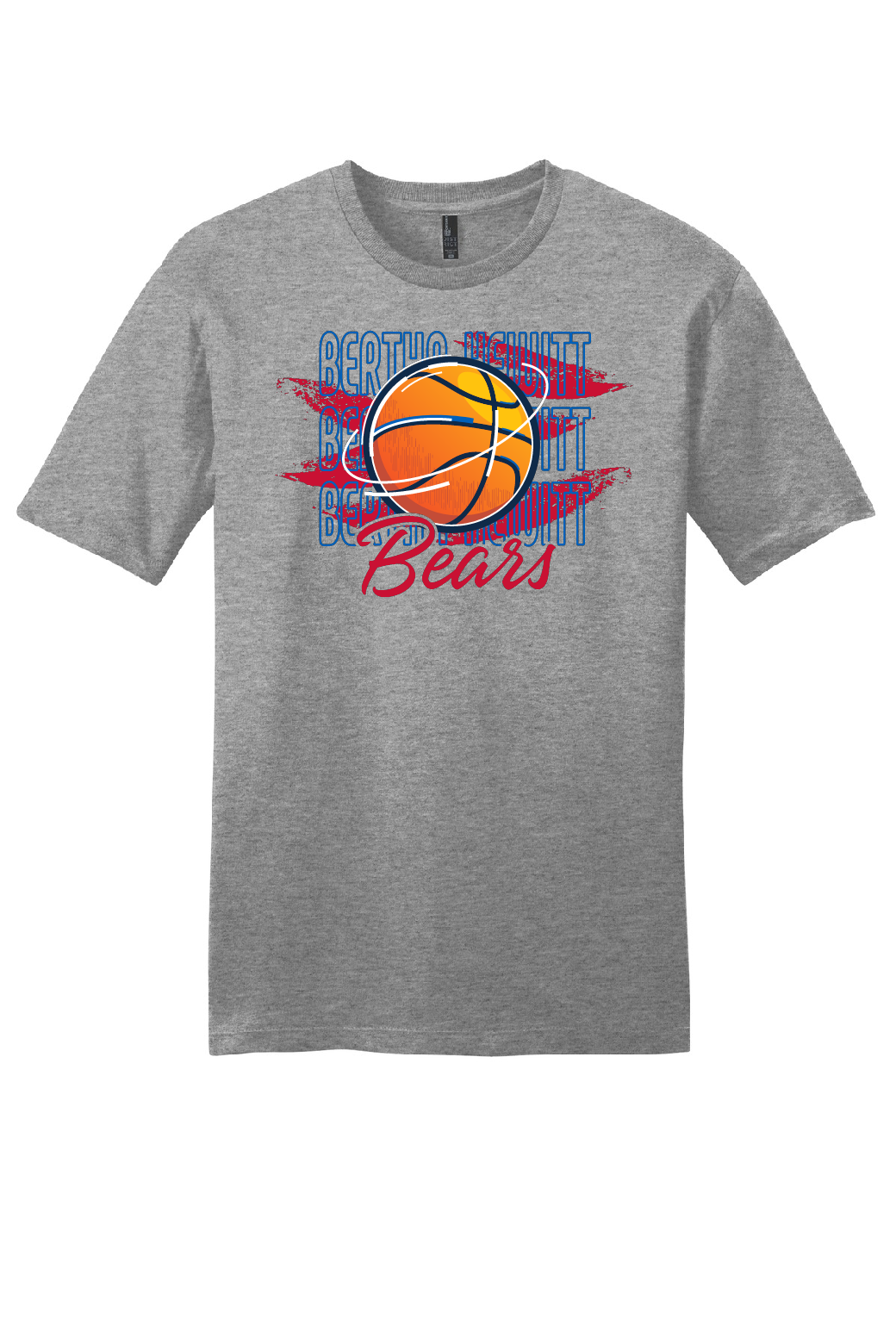 Bertha-Hewitt Bears Basketball – Orange Ball gray T-shirt mockup