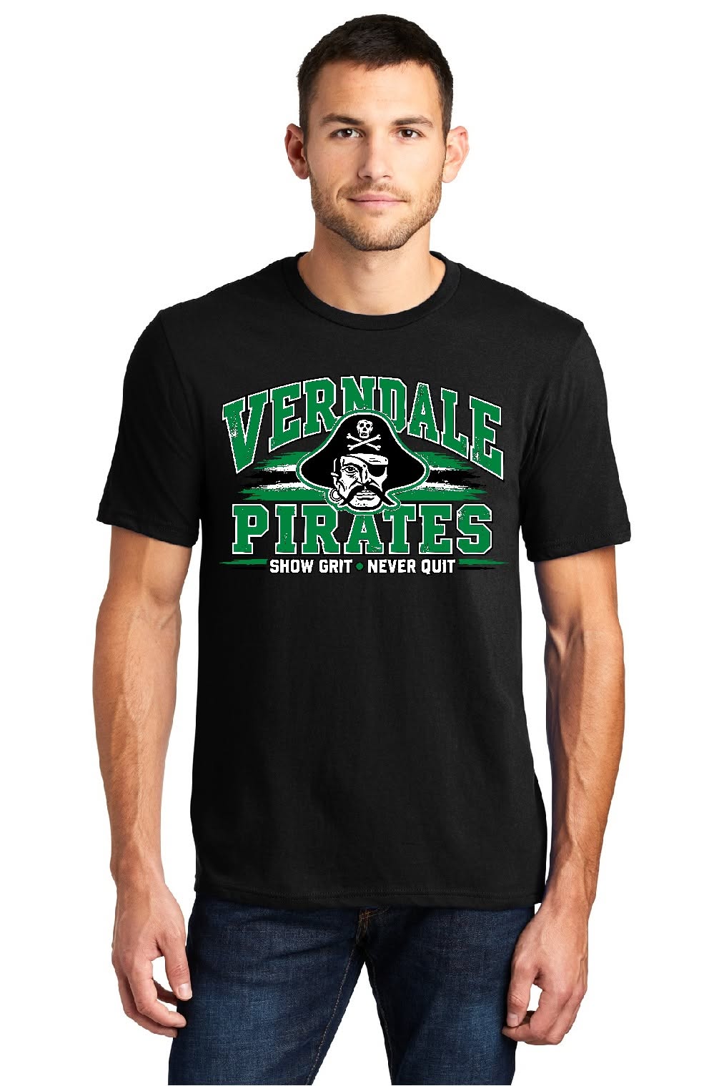 Design 14 Verndale Pirates Show Grit Never Quit shirt mockup