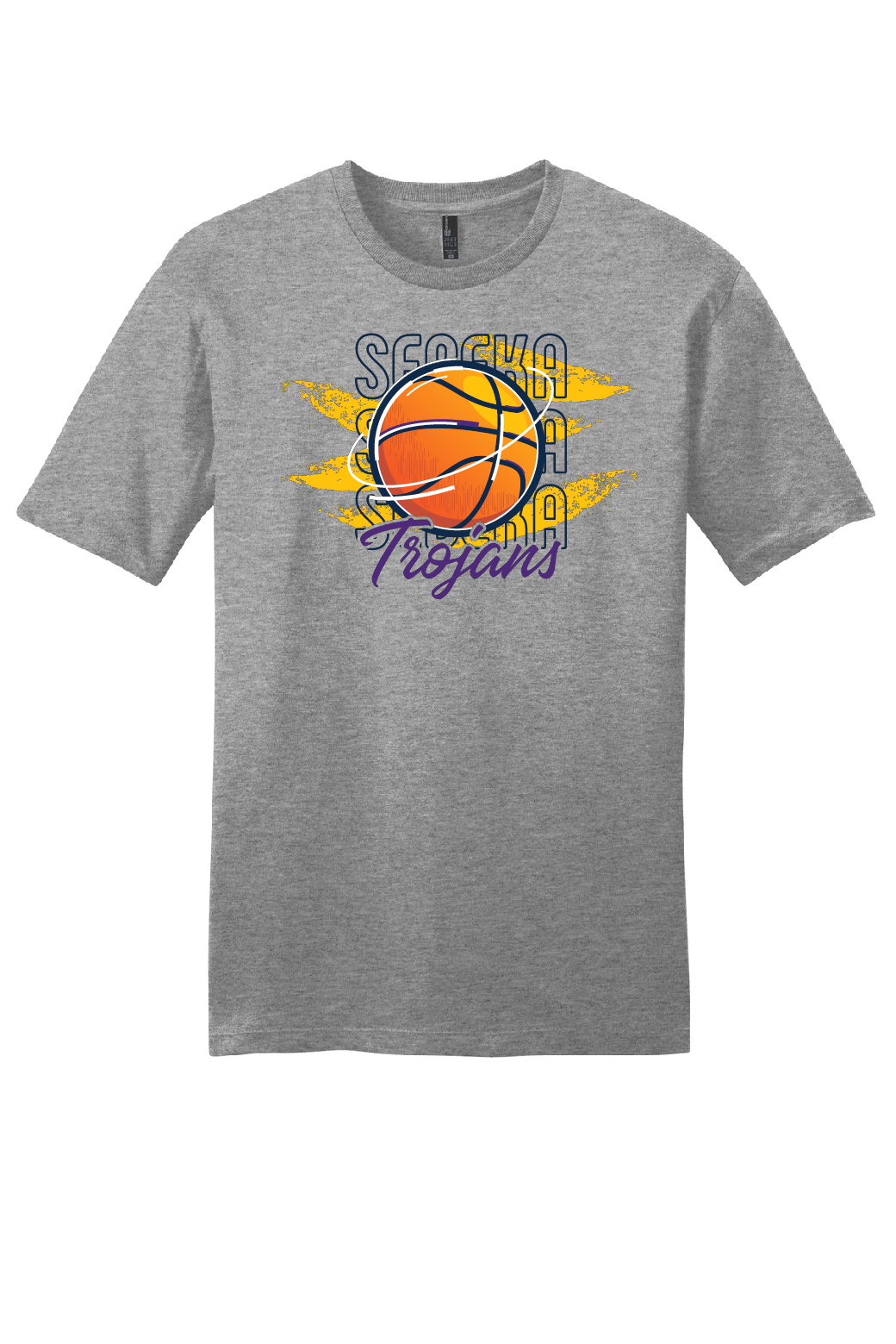 Sebeka Trojans Basketball – Orange Ball gray T-shirt mockup
