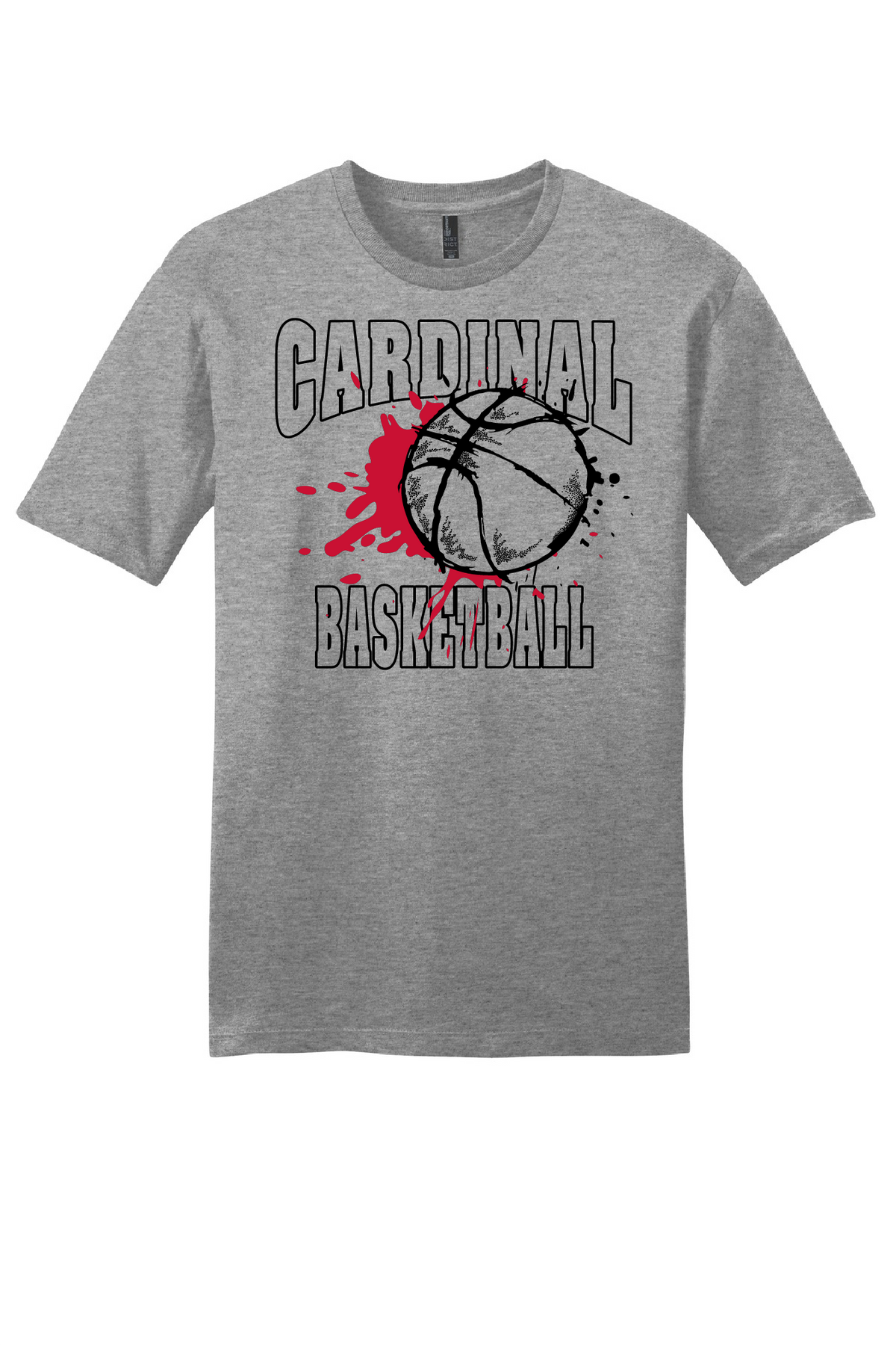 Staples-Motley Cardinals Basketball – Red Splash on gray T-shirt
