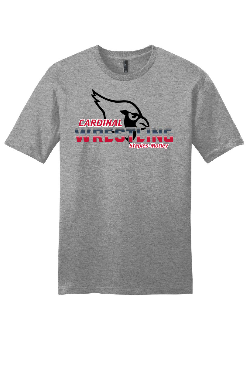 Staples-Motley Cardinals Wrestling – Cardinal Mascot on gray T-shirt